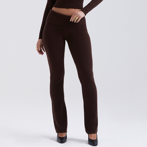 NWOT House of CB AMA Chocolate Cashmere Blend Trousers